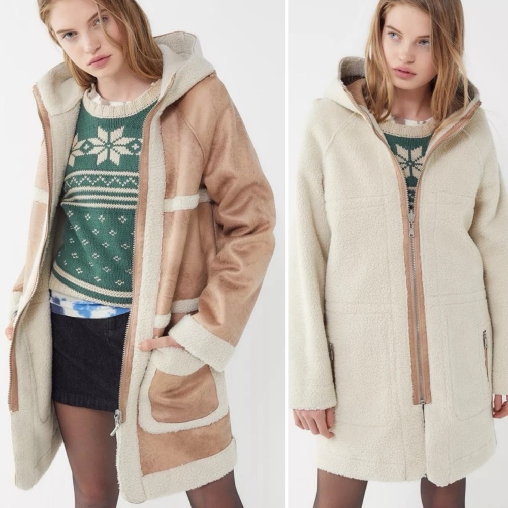 Avec Les Filles Sherpa Reversible Hooded Coat